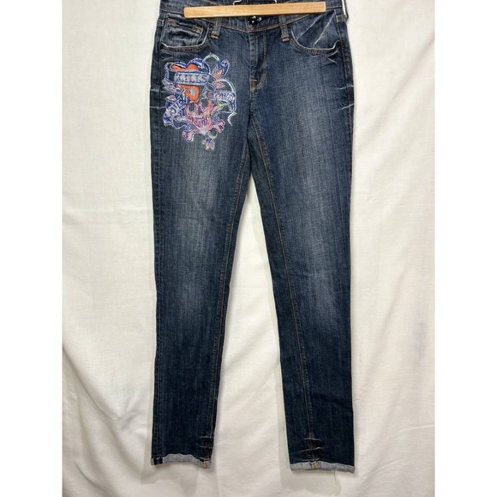 Y2K Ed Hardy Jeans Love Kills Slowly Gems Women's jeans Size 27